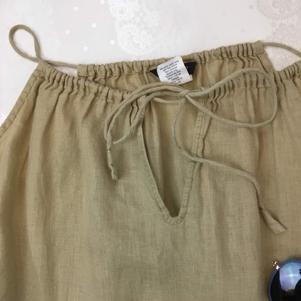 J Crew Beige Essential Linen Boho Dress Size S - Picture 3 of 5